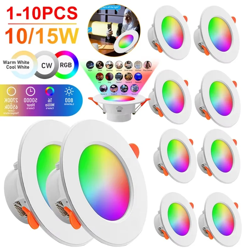 Smart LED Downlights Tuya RGBCW Dimmable Ultra-Thin LED Recessed Ceiling Lamps 10W Sync to Music for Kitchen Hallway Dining Room
Smart LED Downlights Tuya RGBCW Dimmable Ultra-Thin LED Recessed Ceiling Lamps 10W Sync to Music for Kitchen Hallway Dining Room