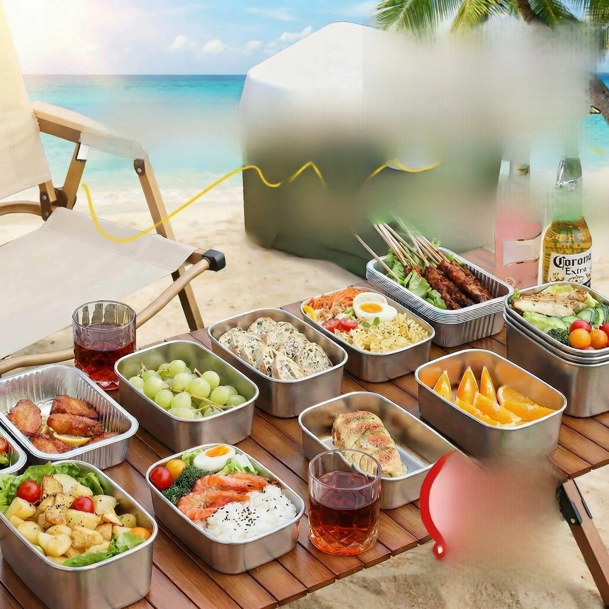 Outdoor Picnic Stainless Steel 304 Food Grade Rectangular Hot Pot Preparation Box Reusable Lunch Box Camping Salad Bowl
Outdoor Picnic Stainless Steel 304 Food Grade Rectangular Hot Pot Preparation Box Reusable Lunch Box Camping Salad Bowl
