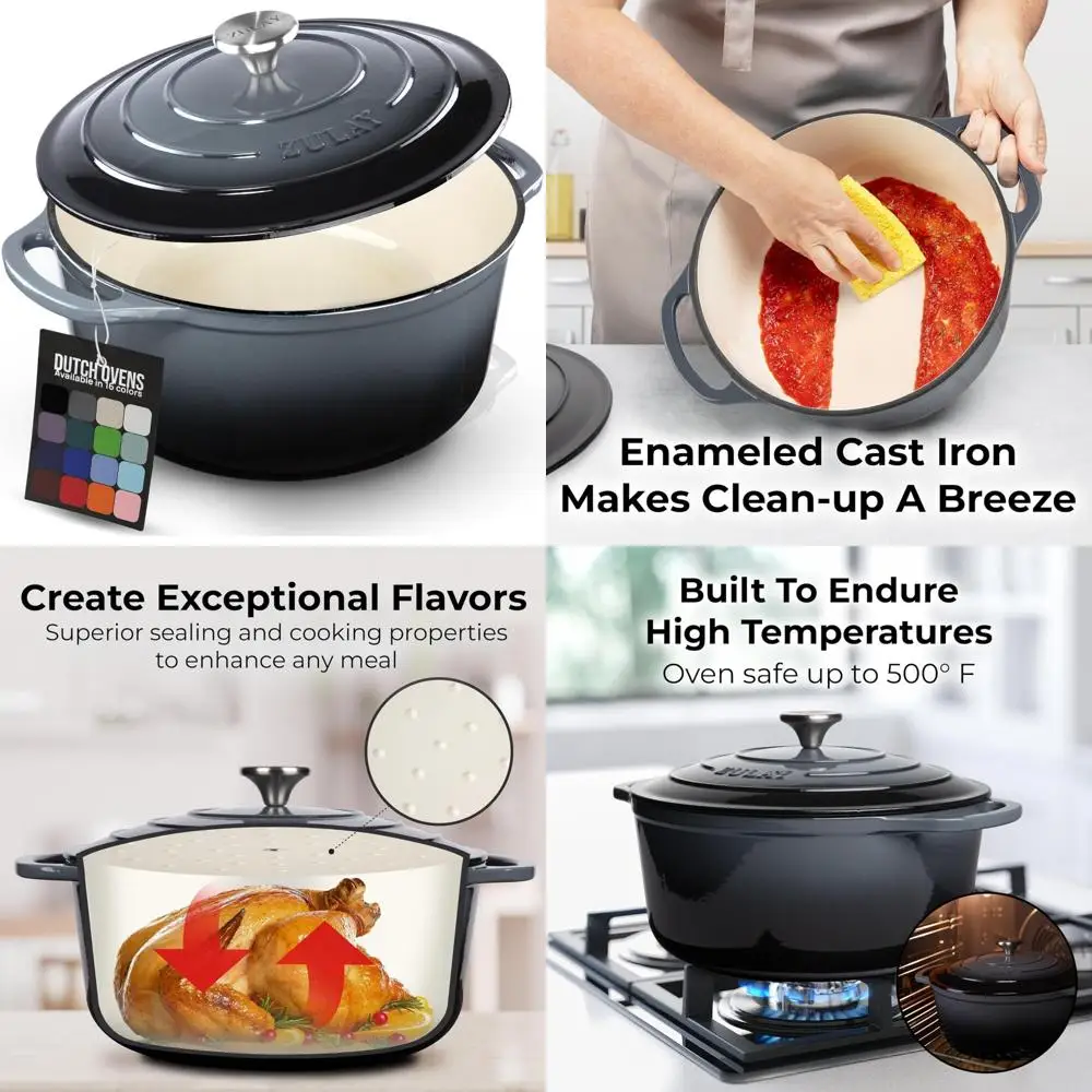 Эмалированная чугунная голландская духовка, 5 литров — сверхмощная, безопасная в духовке до 500 ° F, долговечная посуда премиум-класса с крышкой — большая емкость
Эмалированная чугунная голландская духовка, 5 литров — сверхмощная, безопасная в духовке до 500 ° F, долговечная посуда премиум-класса с крышкой — большая емкость