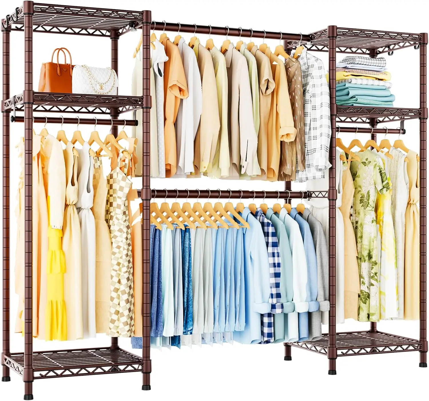 E7 Garment Rack, Heavy Duty Clothes Storage System with Extendable Hangers Rods, Metal Clothing Rack with 6 Wire Shelves, (52
E7 Garment Rack, Heavy Duty Clothes Storage System with Extendable Hangers Rods, Metal Clothing Rack with 6 Wire Shelves, (52