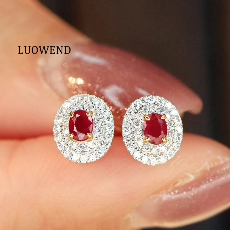 Серьги LUOWEND из 100% белого золота 18 карат, классические серьги-гвоздики овальной формы с натуральным рубином для женщин, свадебные роскошные ювелирные изделия с бриллиантами
Серьги LUOWEND из 100% белого золота 18 карат, классические серьги-гвоздики овальной формы с натуральным рубином для женщин, свадебные роскошные ювелирные изделия с бриллиантами