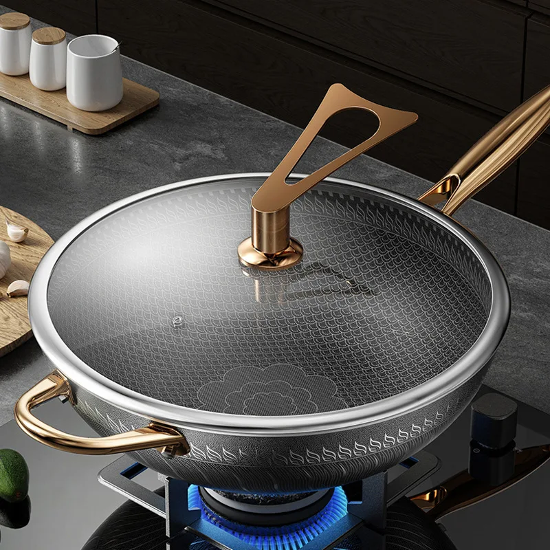 Household Wok Food Grade 316 Stainless Steel Wok Gas Induction Cooker Universal Thickened Non-stick Pan Less Oil Fumes Casserole
Household Wok Food Grade 316 Stainless Steel Wok Gas Induction Cooker Universal Thickened Non-stick Pan Less Oil Fumes Casserole