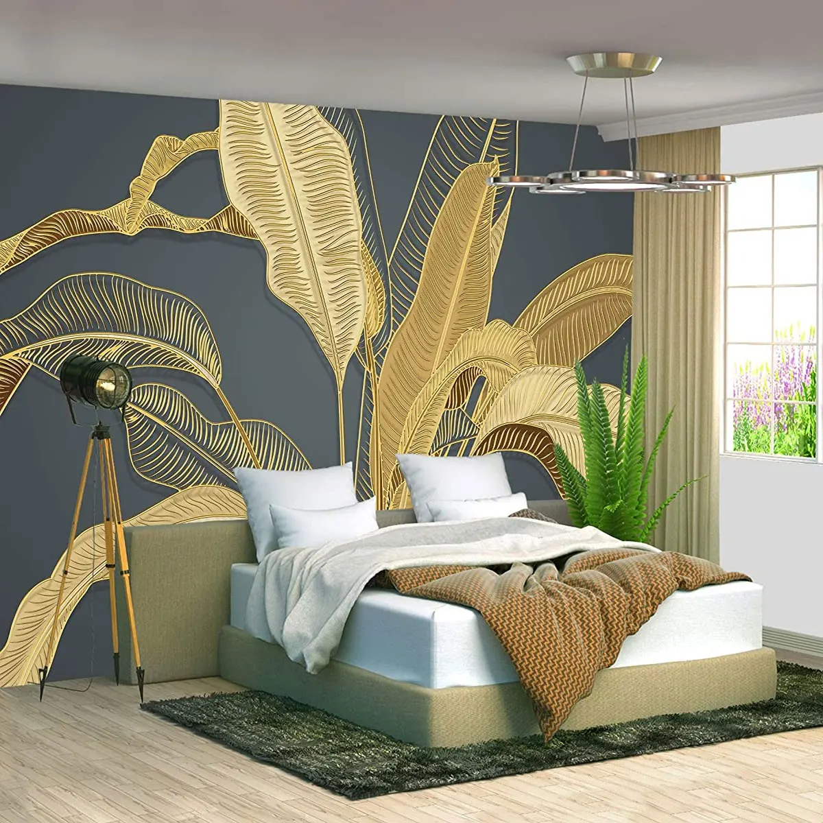 Custom 3D Full Mural Large Wall Grey Banana Leaf Gold Selfadhesive Wallpaper Bedroom Living Room Tv Sofa Background Wallcovering
Custom 3D Full Mural Large Wall Grey Banana Leaf Gold Selfadhesive Wallpaper Bedroom Living Room Tv Sofa Background Wallcovering
