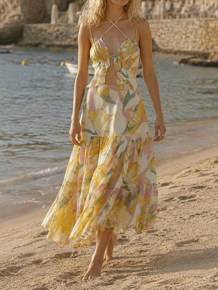 Woman Elegant Hight Waist Sleeveless Long Dress 2026 Fashion Print Summer Party Dresses Sexy Halter Hollowed Out Vacation Dress
Woman Elegant Hight Waist Sleeveless Long Dress 2026 Fashion Print Summer Party Dresses Sexy Halter Hollowed Out Vacation Dress