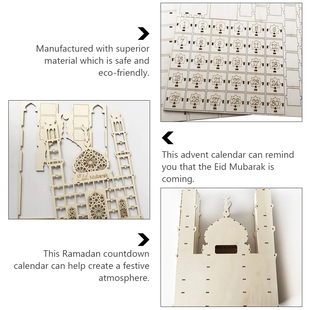 Деревянный календарь, орнамент, декоративный значимый Рамадан, изысканный адвент, практичное украшение для рабочего стола с обратным отсчетом, полезный плакат 
Деревянный календарь, орнамент, декоративный значимый Рамадан, изысканный адвент, практичное украшение для рабочего стола с обратным отсчетом, полезный плакат