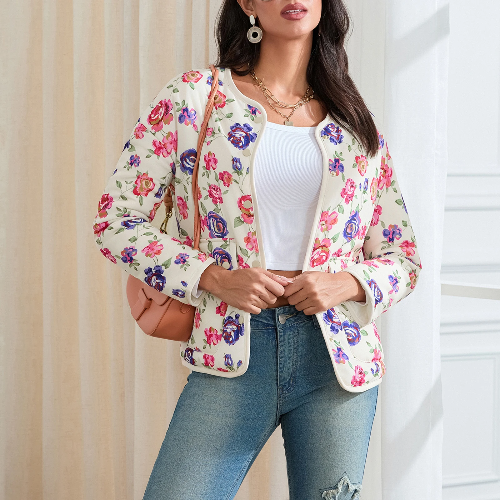 Women's Fall Floral Quilted Jackets Long Sleeve Loose Button Down Warm Winter Puffer Coat Outerwear
Women's Fall Floral Quilted Jackets Long Sleeve Loose Button Down Warm Winter Puffer Coat Outerwear
