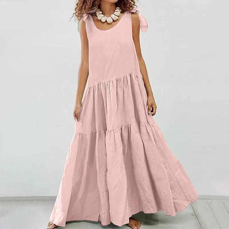 Women's Tank Sundress Casual O Neck Solid Maxi Vestidos Female Linen Robe Femme 5XL 2022 Elegant Sleeveless Summer Dress
Women's Tank Sundress Casual O Neck Solid Maxi Vestidos Female Linen Robe Femme 5XL 2022 Elegant Sleeveless Summer Dress