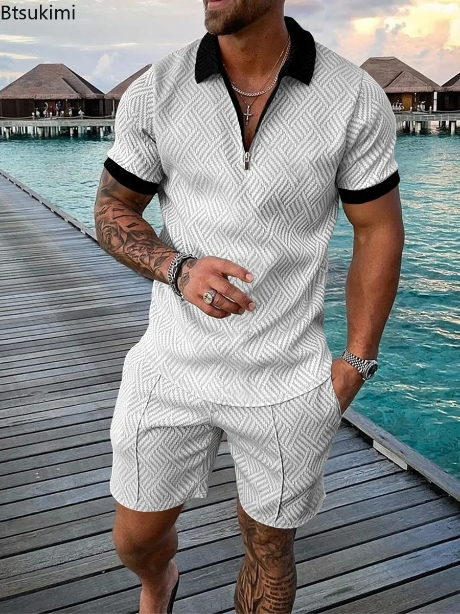 New 2025 Men's Polo Suit Fashion Men Sets Solid Summer V-neck Zipper Short Sleeve POLO Shirt+Shorts Two Pieces Men Casual Suit
New 2025 Men's Polo Suit Fashion Men Sets Solid Summer V-neck Zipper Short Sleeve POLO Shirt+Shorts Two Pieces Men Casual Suit