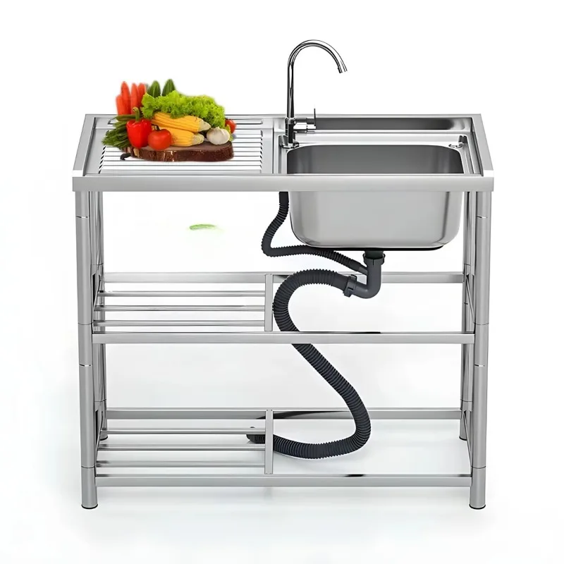 Portable Outdoor Garden Kitchen Sinks Free Standing Cleaner's Under Storage Shelf Stainless Steel Sink with Wash Basins Table
Portable Outdoor Garden Kitchen Sinks Free Standing Cleaner's Under Storage Shelf Stainless Steel Sink with Wash Basins Table