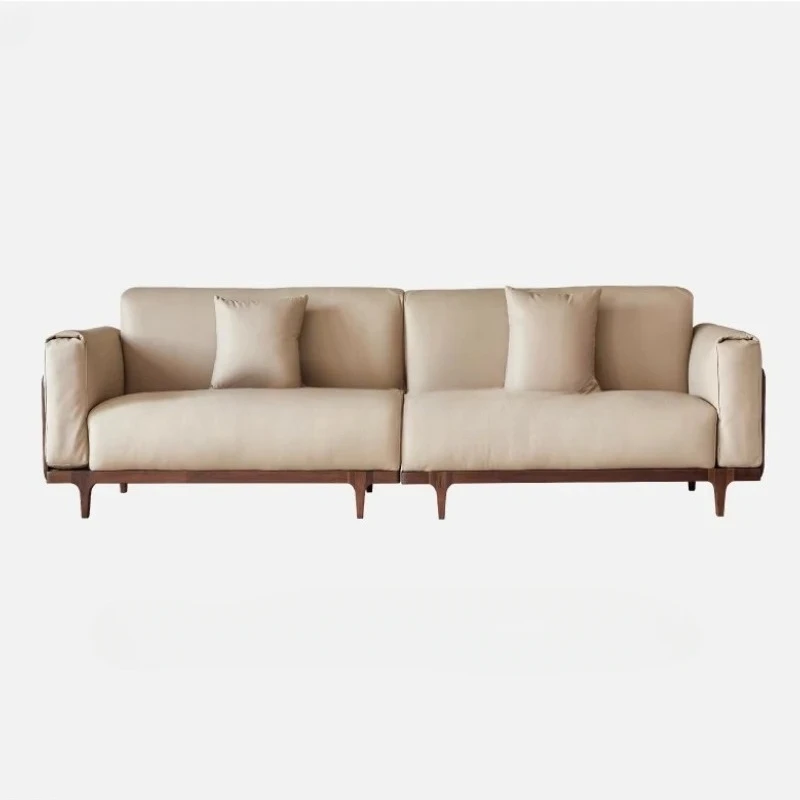 North American black walnut sofa leather living room straight row sofa solid wood light luxury four people
North American black walnut sofa leather living room straight row sofa solid wood light luxury four people