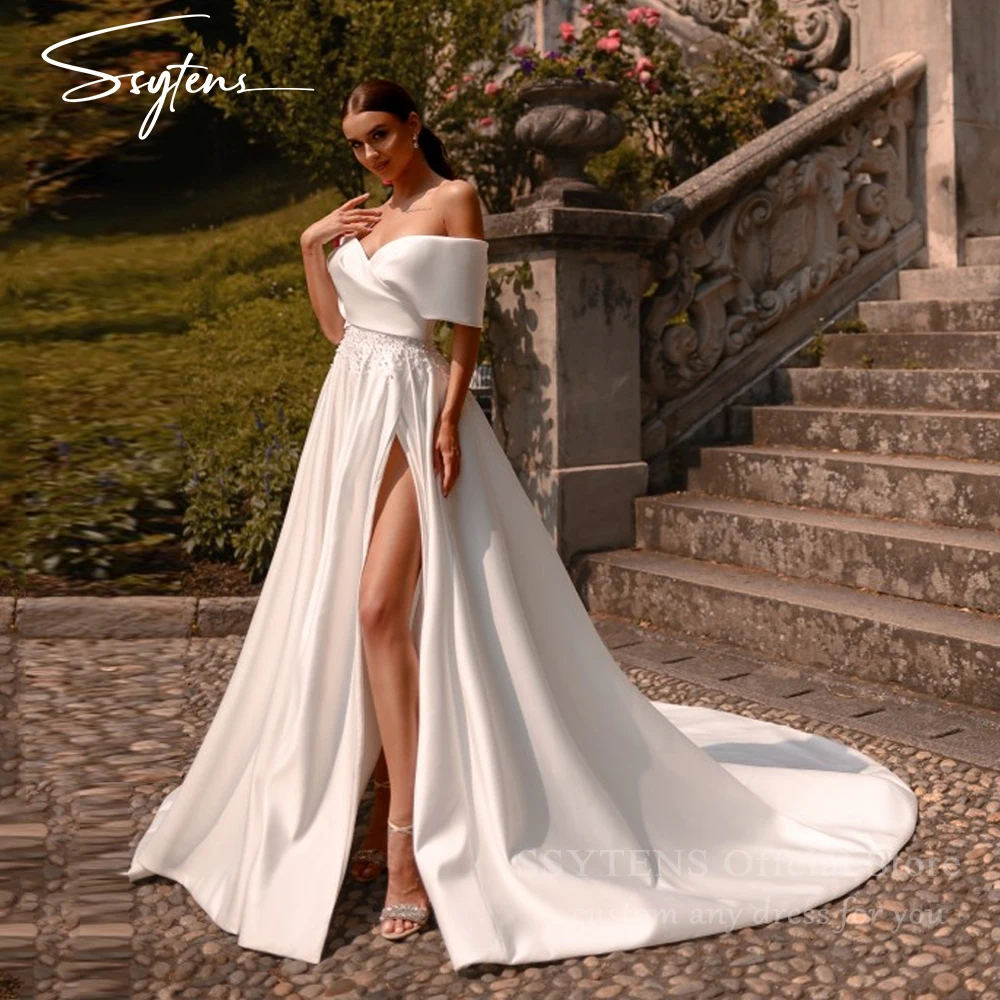 SSYTENS Off Shoulder Satin Wedding Dresses High Slit Sexy Bides Gowns Beaded Elegant Modern Civil Bridal Dresses Customized 2026
SSYTENS Off Shoulder Satin Wedding Dresses High Slit Sexy Bides Gowns Beaded Elegant Modern Civil Bridal Dresses Customized 2026