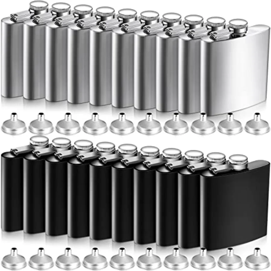 20 Pieces 6 oz Stainless Steel Flask with Funnel Hip Flask for Liquor Leak Proof Camping Drinking Pocket Flasks Black and Silve
20 Pieces 6 oz Stainless Steel Flask with Funnel Hip Flask for Liquor Leak Proof Camping Drinking Pocket Flasks Black and Silve