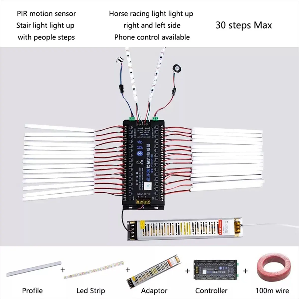 【BUY NOW】Phone Control Pir Motion Sensor Stair Light Controller DC12V 24V 30 Steps Ladder Led Strip Light Controller
【BUY NOW】Phone Control Pir Motion Sensor Stair Light Controller DC12V 24V 30 Steps Ladder Led Strip Light Controller
