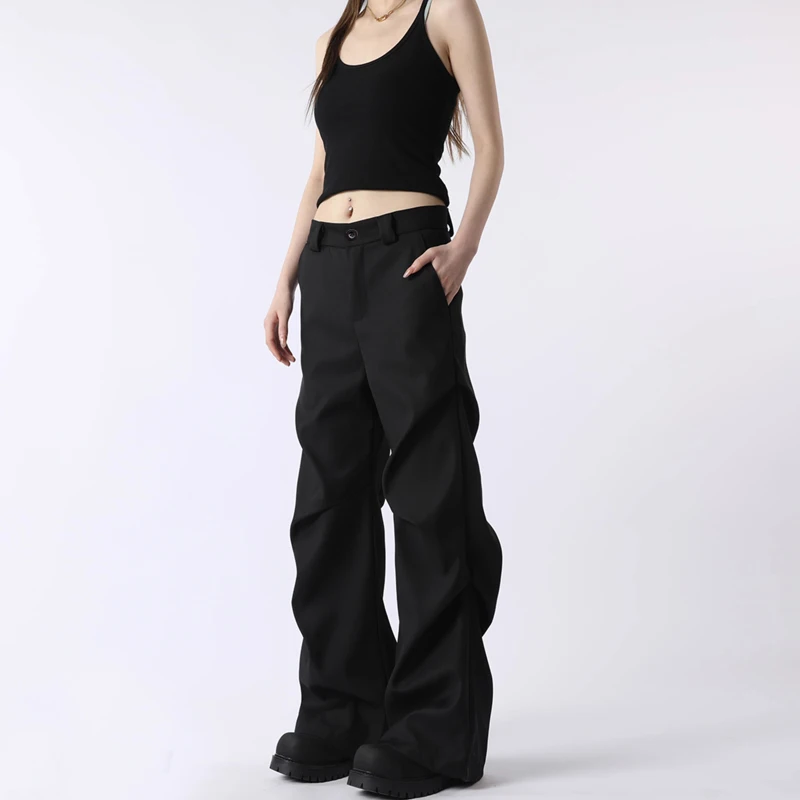 Retro High Street Leg Pants 2025 Spring Summer Women's Straight-Leg Loose-Fit Solid Color Pleated Pants Hip Hop Style Design
Retro High Street Leg Pants 2025 Spring Summer Women's Straight-Leg Loose-Fit Solid Color Pleated Pants Hip Hop Style Design