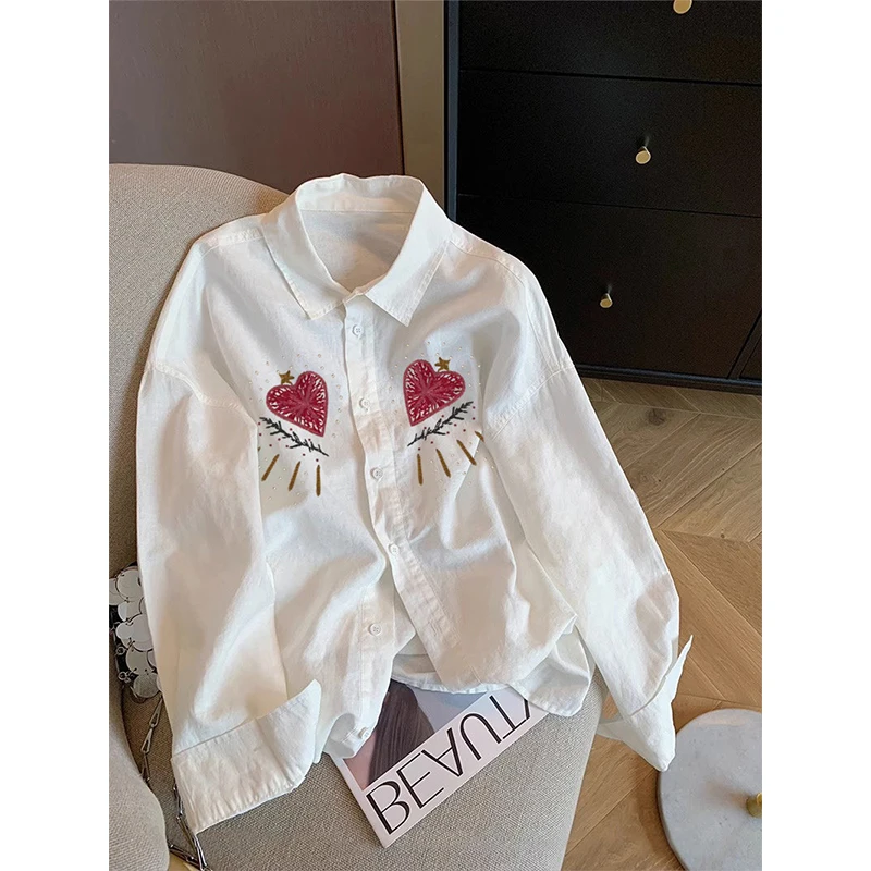 Niche Heart Rivet Sun Protection Shirt 2026 Spring Lazy Style Casual Loose Long Sleeve Coats Simple High End White Lapel Tops
Niche Heart Rivet Sun Protection Shirt 2026 Spring Lazy Style Casual Loose Long Sleeve Coats Simple High End White Lapel Tops