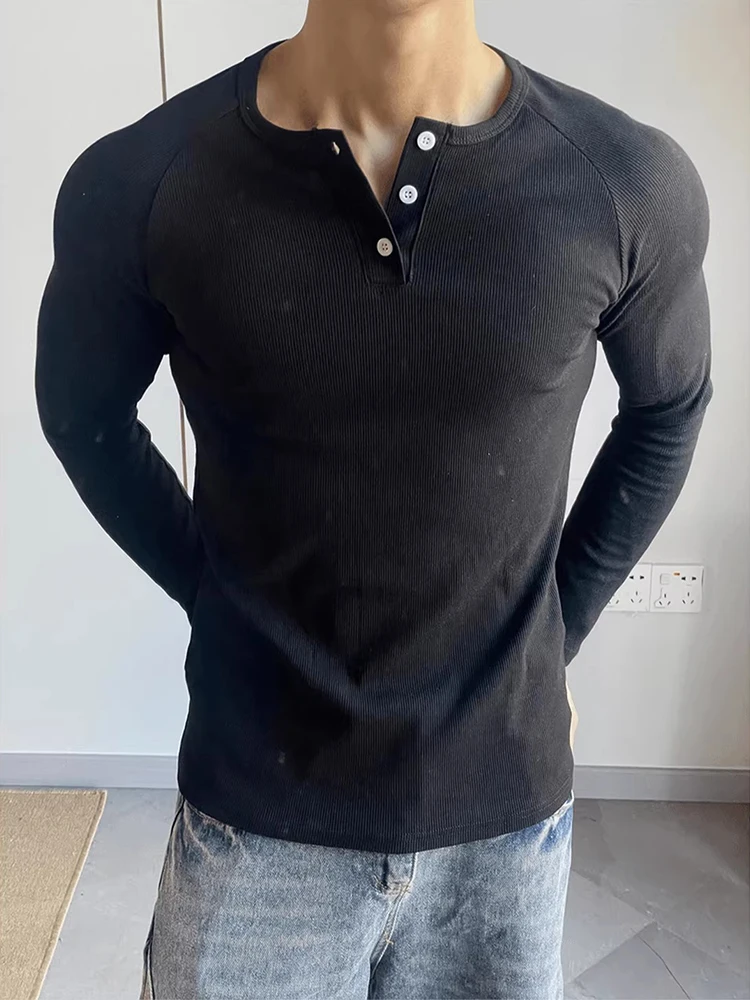 Мужская футболка American Slim Fit с длинным рукавом и воротником хенли, приталенная, спортивная, модная, городская, базовая, для весны
Мужская футболка American Slim Fit с длинным рукавом и воротником хенли, приталенная, спортивная, модная, городская, базовая, для весны