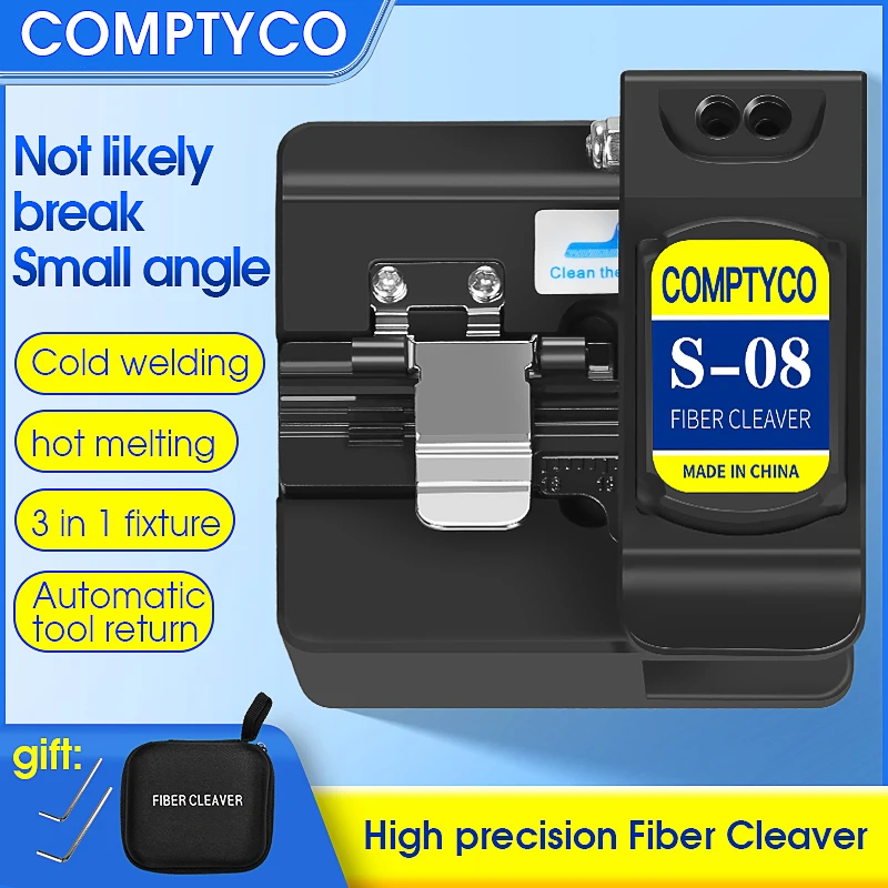 COMPTYCO S-08 Fiber Cleaver FTTH Cable Fiber Optic Cutting Knife Three-in-one clamp slot16 Surface Blade
COMPTYCO S-08 Fiber Cleaver FTTH Cable Fiber Optic Cutting Knife Three-in-one clamp slot16 Surface Blade