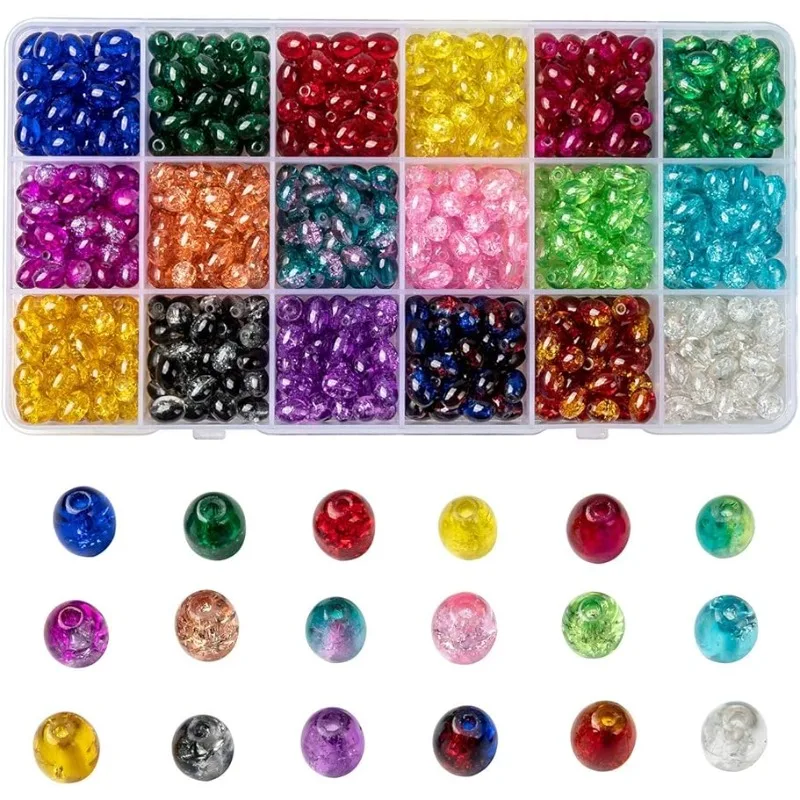 810Pcs Baking Painted Crackle Glass Beads 6x8mm 18Colors Oval Round Glass Loose Beads for Jewelry Making
810Pcs Baking Painted Crackle Glass Beads 6x8mm 18Colors Oval Round Glass Loose Beads for Jewelry Making