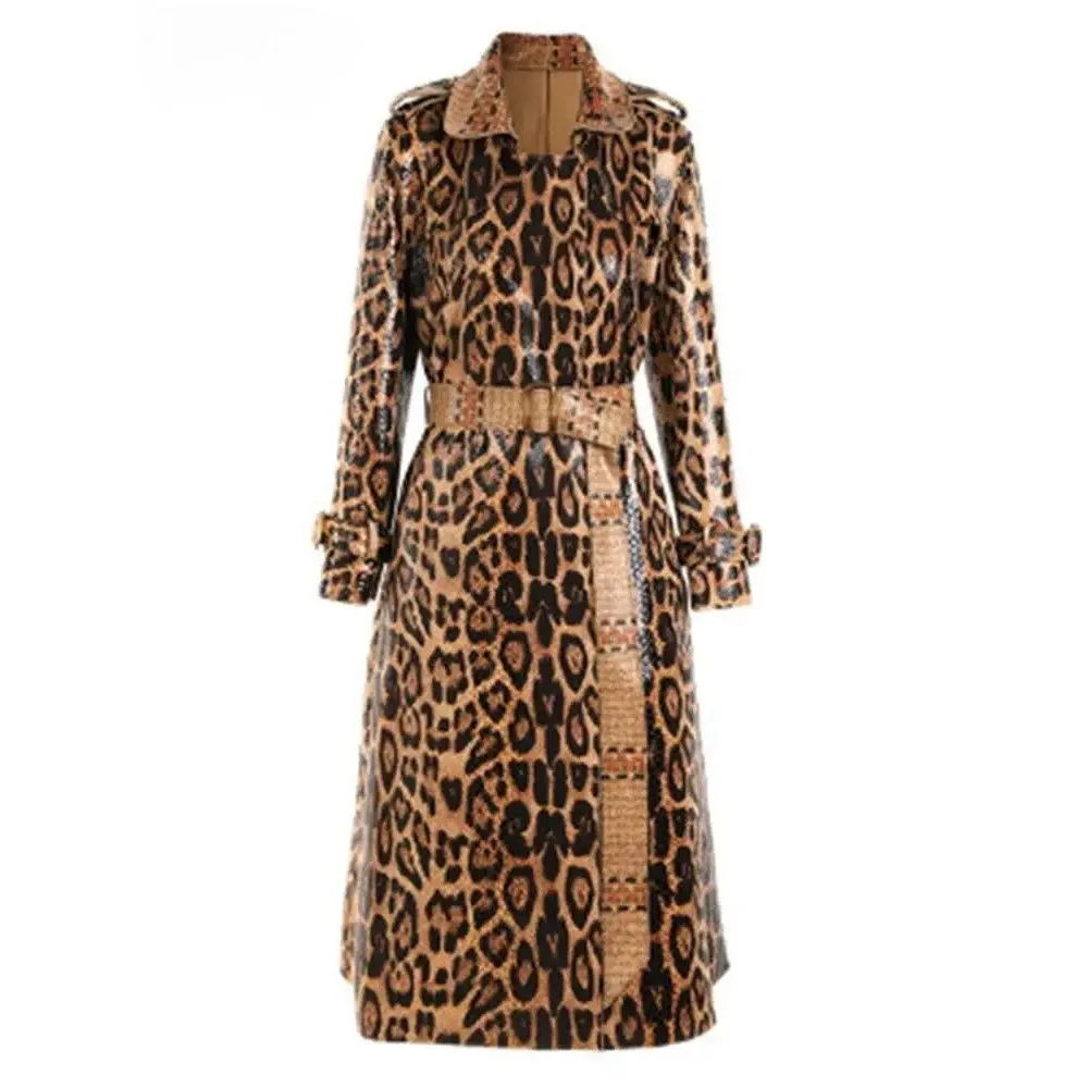 2026 Autumn New Tide British Leopard Printed Pu Leather Trench Coat For Women Lapel Long Ssleeve Belted Windbreaker
2026 Autumn New Tide British Leopard Printed Pu Leather Trench Coat For Women Lapel Long Ssleeve Belted Windbreaker