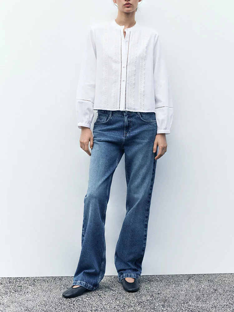 Romantic Sle Long Sve round Ne irt Vertical Lace New Arrival Women's Spring Faion Commute Slim Fit Pure Color irt
Romantic Sle Long Sve round Ne irt Vertical Lace New Arrival Women's Spring Faion Commute Slim Fit Pure Color irt