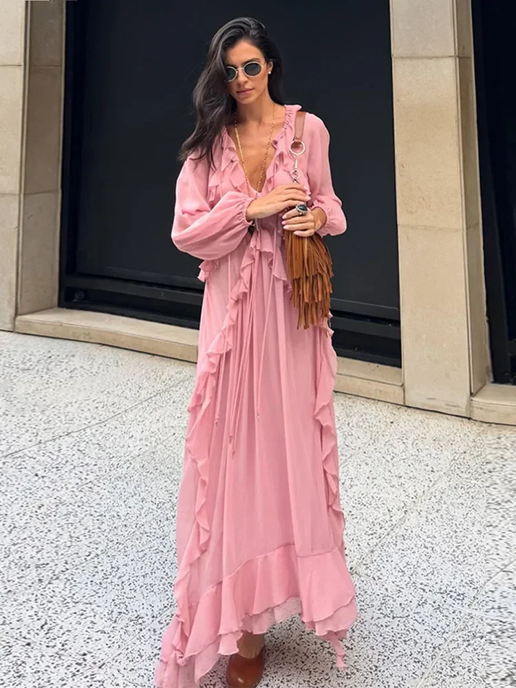 Elegant Summer Solid Color Women Long Robe Fashion V Neck Multiple Pleated Full Sleeves Female Dress New High Street Lady Wear
Elegant Summer Solid Color Women Long Robe Fashion V Neck Multiple Pleated Full Sleeves Female Dress New High Street Lady Wear
