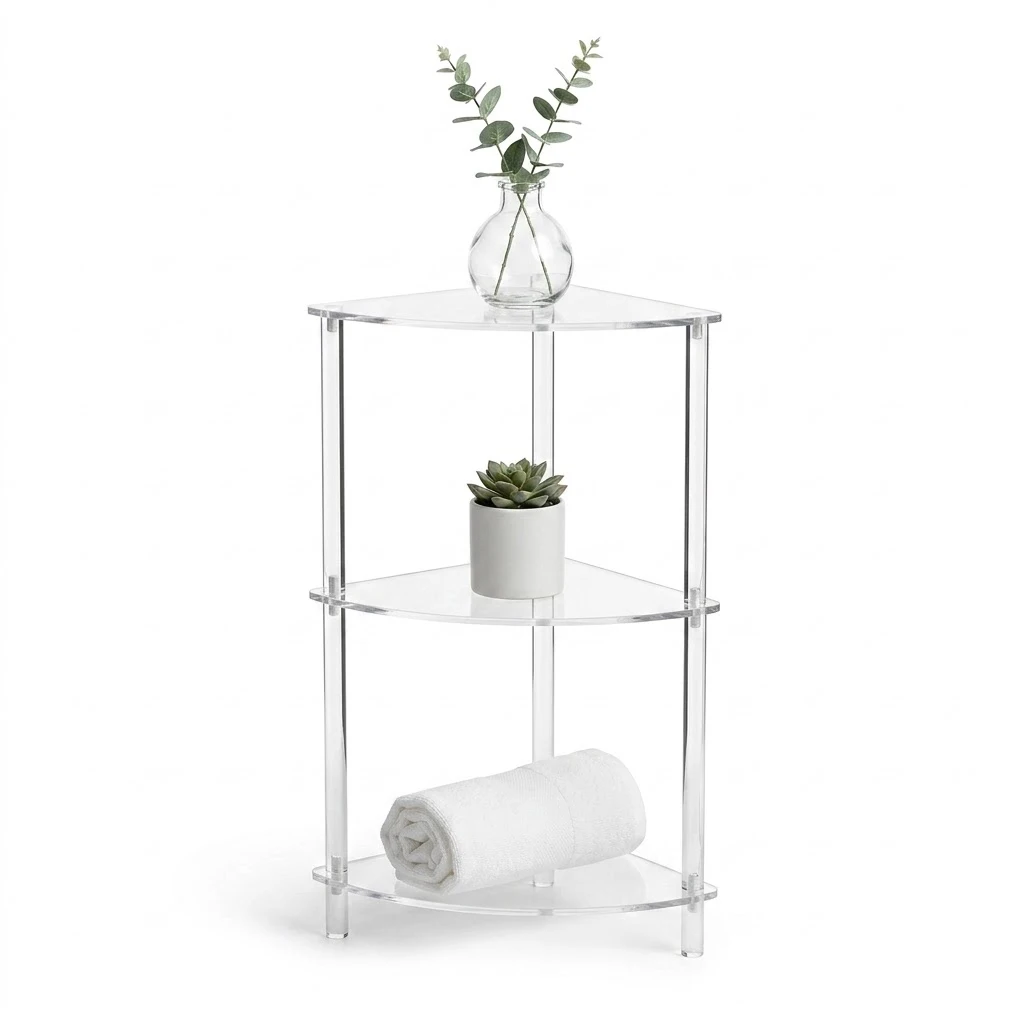 Acrylic Corner Shelf 3 Tier, Clear Corner Display Shelf with Storage for Bathroom Bedroom Living Room, 25.6 Inch Corner Shelving Unit for Small Space Home Decor
Acrylic Corner Shelf 3 Tier, Clear Corner Display Shelf with Storage for Bathroom Bedroom Living Room, 25.6 Inch Corner Shelving Unit for Small Space Home Decor