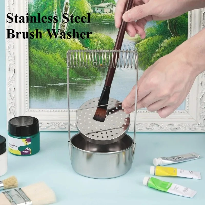 Stainless Steel Paint Brush Washer Brush Cleaner Holder with Removable Filter Screen Washing Bucket for Painting Art Supplies
Stainless Steel Paint Brush Washer Brush Cleaner Holder with Removable Filter Screen Washing Bucket for Painting Art Supplies