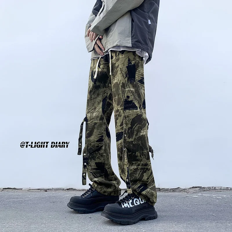 High Street Straight Camouflage Cargo Jeans Pants Men Drawstring Overalls Black White Casual Ribbon Denim Trousers M-5XL
High Street Straight Camouflage Cargo Jeans Pants Men Drawstring Overalls Black White Casual Ribbon Denim Trousers M-5XL
