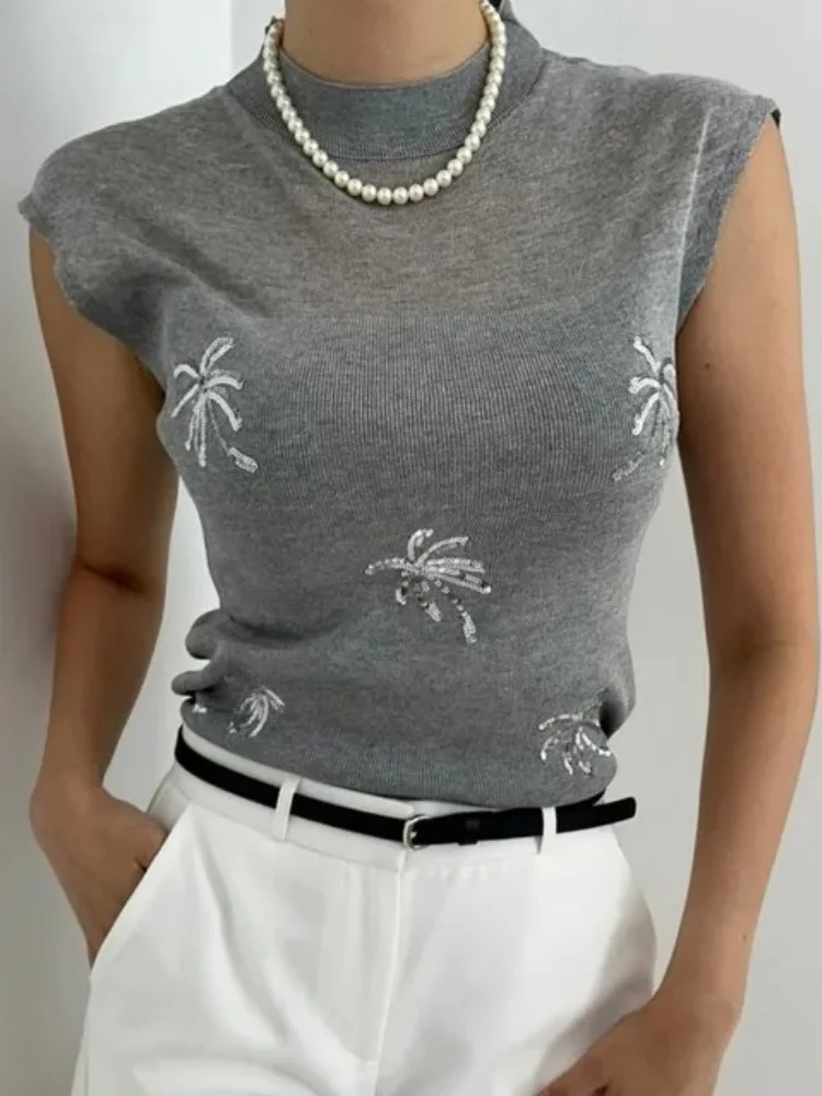 Korean Sle Sequin Flower round Ne Svel Knitted Sweater Women's Summer Slimming Tank Top Base Layer irt
Korean Sle Sequin Flower round Ne Svel Knitted Sweater Women's Summer Slimming Tank Top Base Layer irt