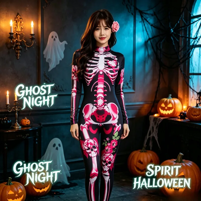 Women Adult Skeleton Bone Print Catsuit S-3XL Halloween Scary Skull Cosplay Jumpsuit Horror Bodysuit Fancy Dress Party Outfit
Women Adult Skeleton Bone Print Catsuit S-3XL Halloween Scary Skull Cosplay Jumpsuit Horror Bodysuit Fancy Dress Party Outfit