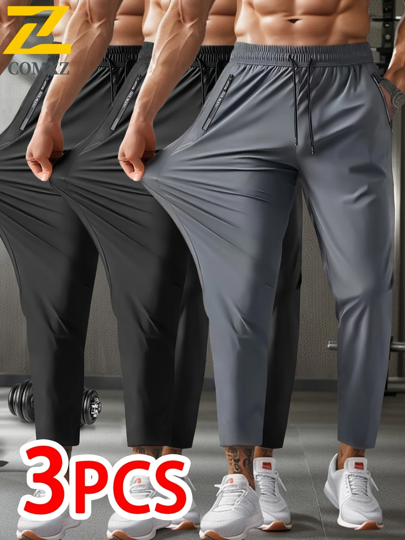 3 Pack Men's Workout Jogger Pants - Quick Dry Stretch Lounge Pants with Zipper Pockets, Elastic Waist for Gym Running Training
3 Pack Men's Workout Jogger Pants - Quick Dry Stretch Lounge Pants with Zipper Pockets, Elastic Waist for Gym Running Training
