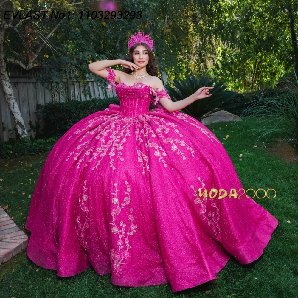 EVLAST Customized Sparkly Bright Pink Quinceanera Dress Ball Gown Applique Beading Bow Corset Sweet 16 Vestido De 15 Anos E1Q334
EVLAST Customized Sparkly Bright Pink Quinceanera Dress Ball Gown Applique Beading Bow Corset Sweet 16 Vestido De 15 Anos E1Q334