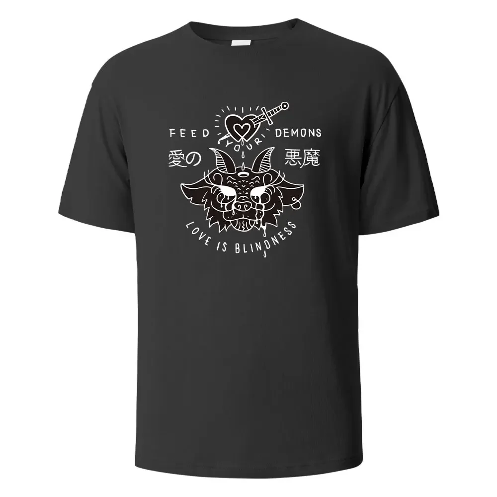 Men's Printed T-Shirt Feed Your Demons Funny Graphic 100% Cotton Oversize Shortsleeved Tees For Men Women Summer Fashion Tops
Men's Printed T-Shirt Feed Your Demons Funny Graphic 100% Cotton Oversize Shortsleeved Tees For Men Women Summer Fashion Tops