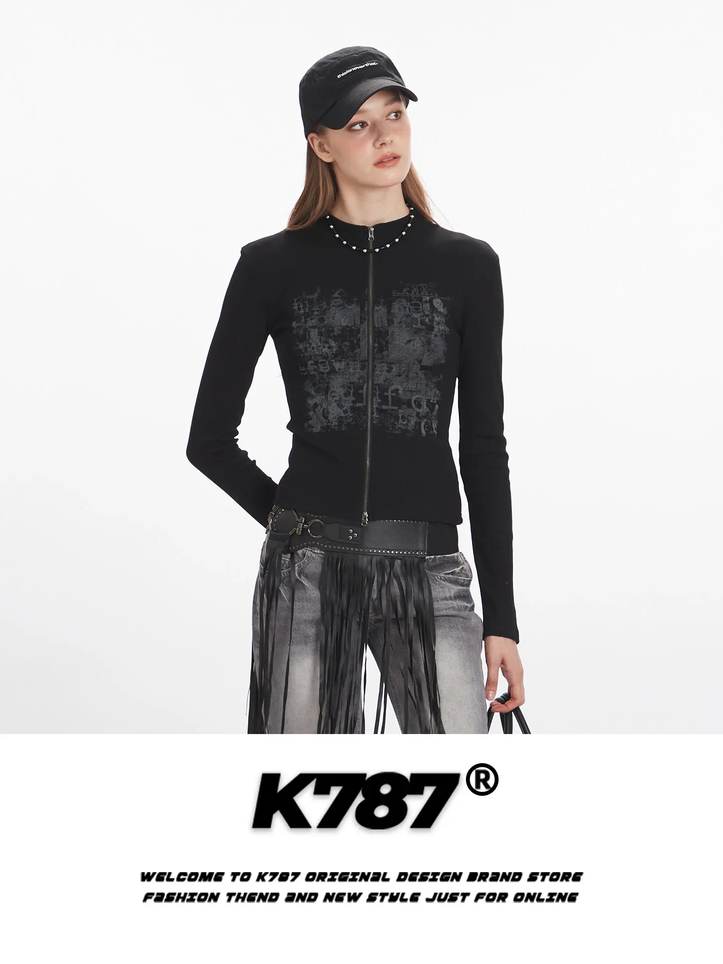 K787 Spicy Girl Sweet Cool fiti Print Double Zipper Long Sve ort irt Women Design Commute oulder Appropriate Top
K787 Spicy Girl Sweet Cool fiti Print Double Zipper Long Sve ort irt Women Design Commute oulder Appropriate Top