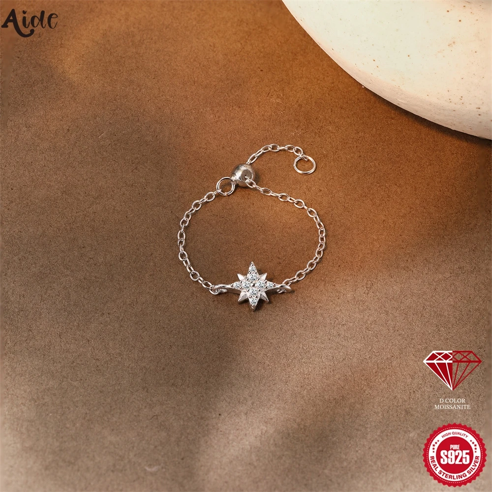 Aide S925 Sterling Silver Sparkly Moissanite North Star Pull Chain Ring Adjustable Stackable Finger Ring Ins Fashion Jewelry
Aide S925 Sterling Silver Sparkly Moissanite North Star Pull Chain Ring Adjustable Stackable Finger Ring Ins Fashion Jewelry