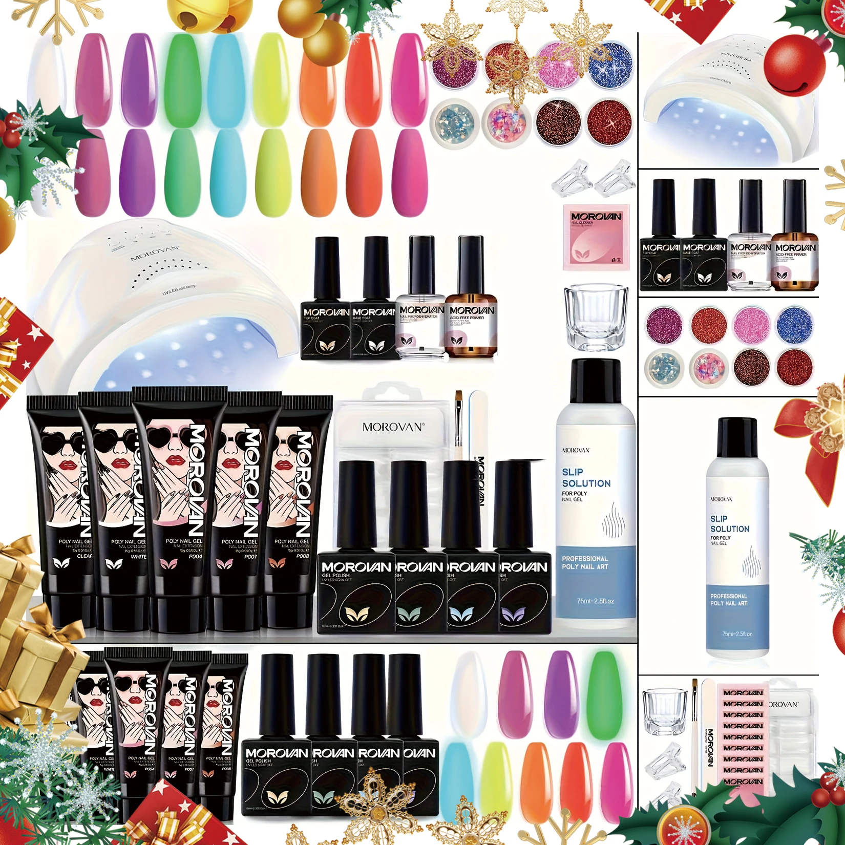 Morovan Poly Gel Nail Kit - Poly Gel Kit UV/LED Lamp Professional Nail Extension Gel for Beginners,Christmas gift
Morovan Poly Gel Nail Kit - Poly Gel Kit UV/LED Lamp Professional Nail Extension Gel for Beginners,Christmas gift