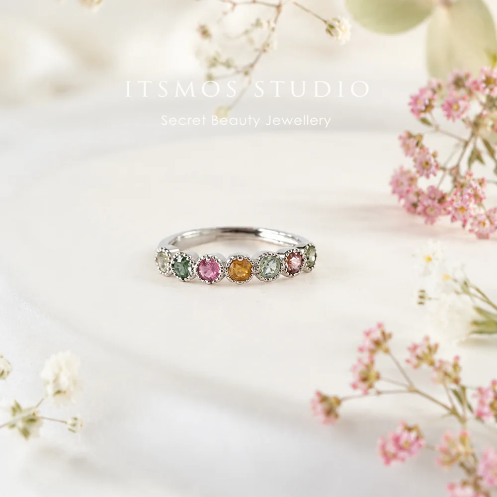 ITSMOS Multicolor Tourmaline Eternity Halo Stacking Band Vintage Ring Perfect Summer Vacation Fine Jewelry Gift for Women
ITSMOS Multicolor Tourmaline Eternity Halo Stacking Band Vintage Ring Perfect Summer Vacation Fine Jewelry Gift for Women