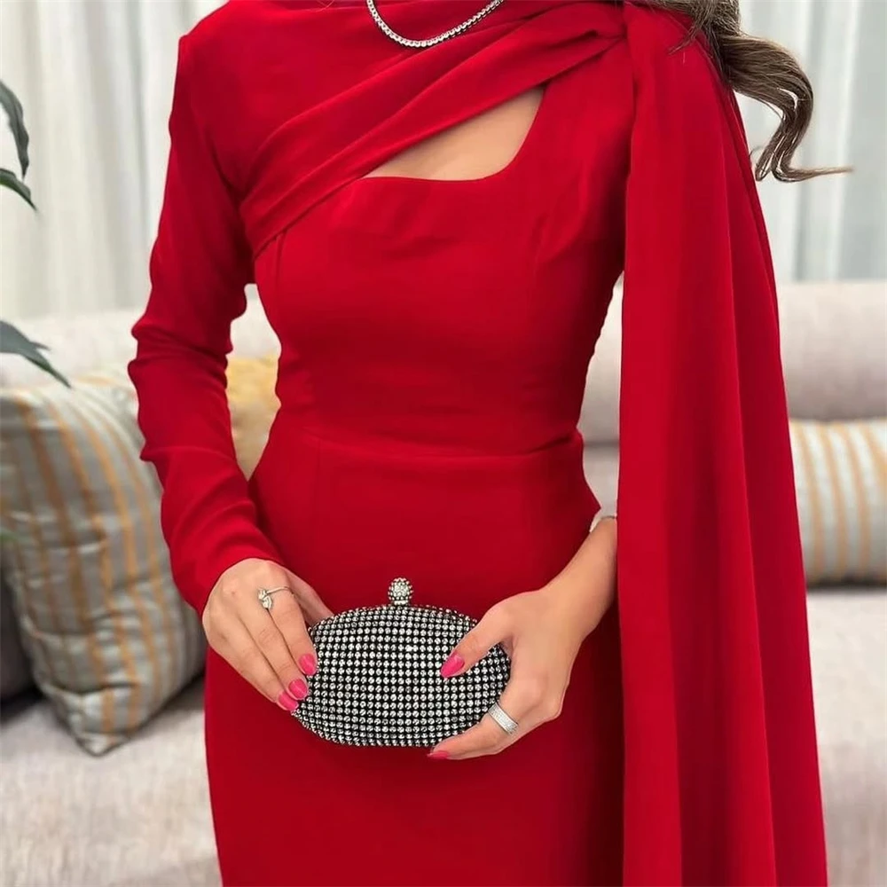 Customized Evening Dress Jersey Classic Red One Shoulder Long Sleeves Celebrity Gowns Straight Floor Length Party Dresses
Customized Evening Dress Jersey Classic Red One Shoulder Long Sleeves Celebrity Gowns Straight Floor Length Party Dresses