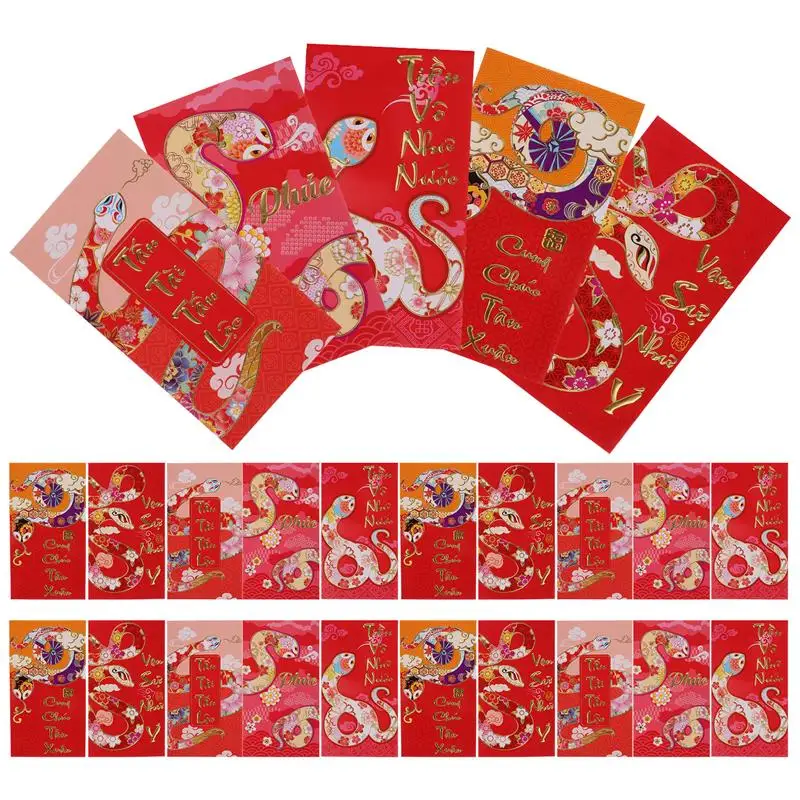 30pcs 2025 Year Of The Snake Vietnamese Red Envelopes Chinese Festive Lunar New Year Hongbao Lucky Money Packets For Kids
30pcs 2025 Year Of The Snake Vietnamese Red Envelopes Chinese Festive Lunar New Year Hongbao Lucky Money Packets For Kids