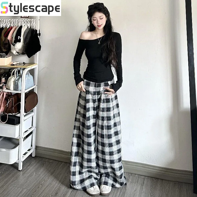 Single Piece/black Sloping Collar Off Shoulder Top, Checkered Casual Long Pants, Two-piece Set for Wearing, Complete Set Pant
Single Piece/black Sloping Collar Off Shoulder Top, Checkered Casual Long Pants, Two-piece Set for Wearing, Complete Set Pant