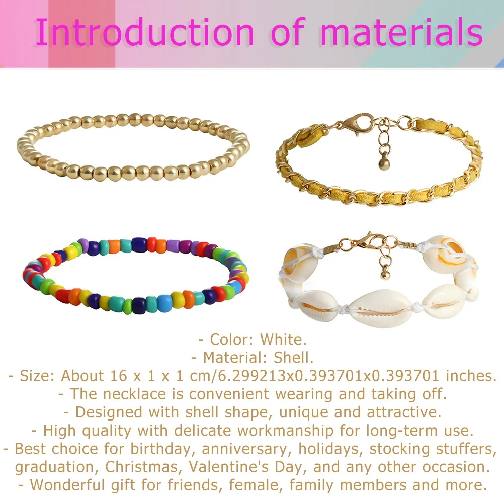 4Pcs Shell Hand-Made Shell Necklace Hand-made Alloy Bracelet Pearls Accessories Women Men Long-term Gift Jewelry
4Pcs Shell Hand-Made Shell Necklace Hand-made Alloy Bracelet Pearls Accessories Women Men Long-term Gift Jewelry