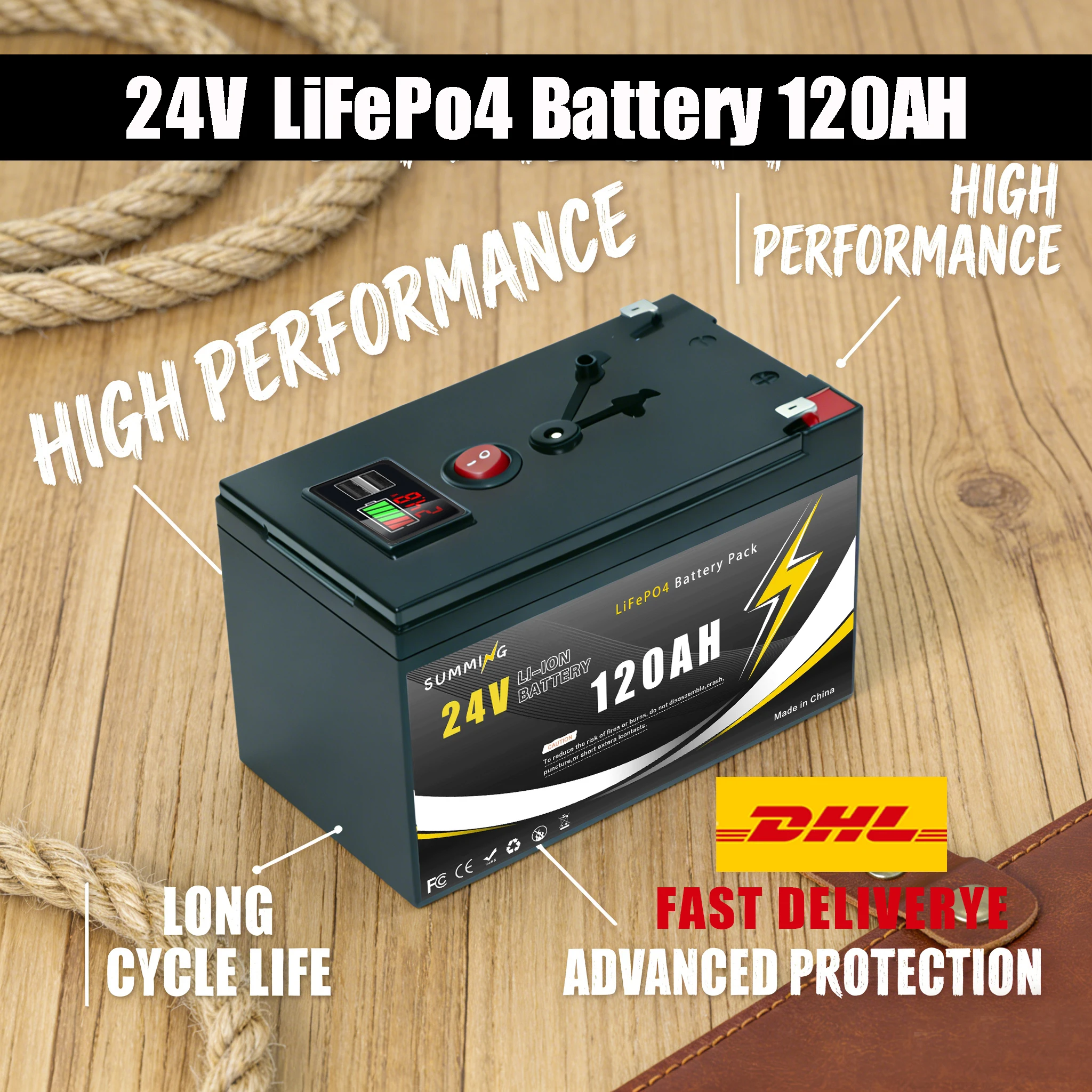 High Quality LiFePO4 Battery 24V 120Ah, Deep Cycle Rechargeable with BMS forScootersSolar Power, Off-Grid,Fish Finder
High Quality LiFePO4 Battery 24V 120Ah, Deep Cycle Rechargeable with BMS forScootersSolar Power, Off-Grid,Fish Finder