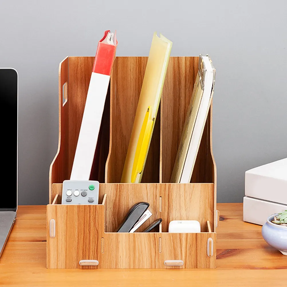Wooden Desktop File Storage Rack Modern DIY Desk Organizer with Multiple Compartments for Pens Scissors Files Book Rack Storage
Wooden Desktop File Storage Rack Modern DIY Desk Organizer with Multiple Compartments for Pens Scissors Files Book Rack Storage
