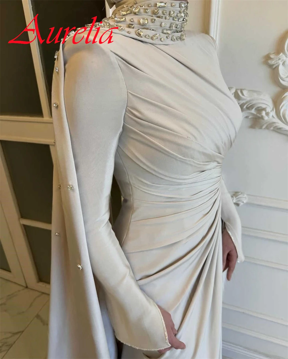 Customized Delicate silver Jersey Evening Dress Elegant Graceful High Neckline Long Sleeves Cocktail Dress Formal Party Dress
Customized Delicate silver Jersey Evening Dress Elegant Graceful High Neckline Long Sleeves Cocktail Dress Formal Party Dress