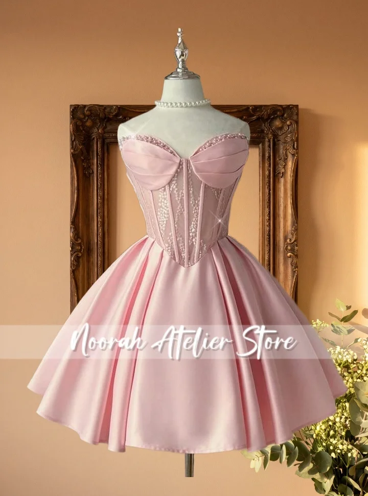 New Light Pink Satin Corset Short Prom Dress 2026 Mesh Lace Up Formal Party Homecoming Gown for Graduation Evening Customized
New Light Pink Satin Corset Short Prom Dress 2026 Mesh Lace Up Formal Party Homecoming Gown for Graduation Evening Customized
