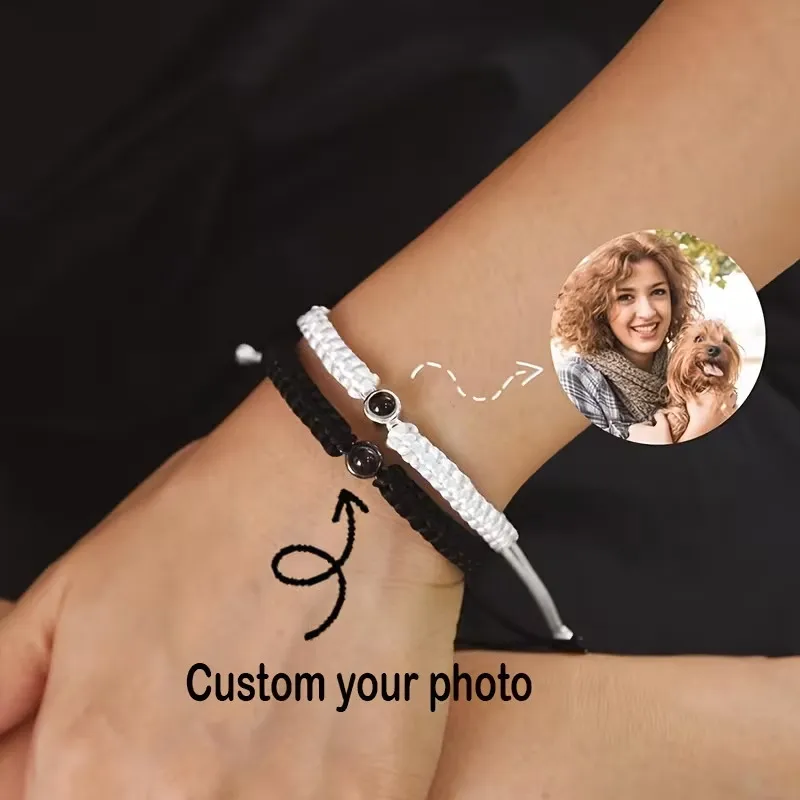 Custom Photo Bracelet Colorful Braided Rope with Picture Projection Bracelet Bohemian Style Couple Bracelet Fashionable Jewelry
Custom Photo Bracelet Colorful Braided Rope with Picture Projection Bracelet Bohemian Style Couple Bracelet Fashionable Jewelry