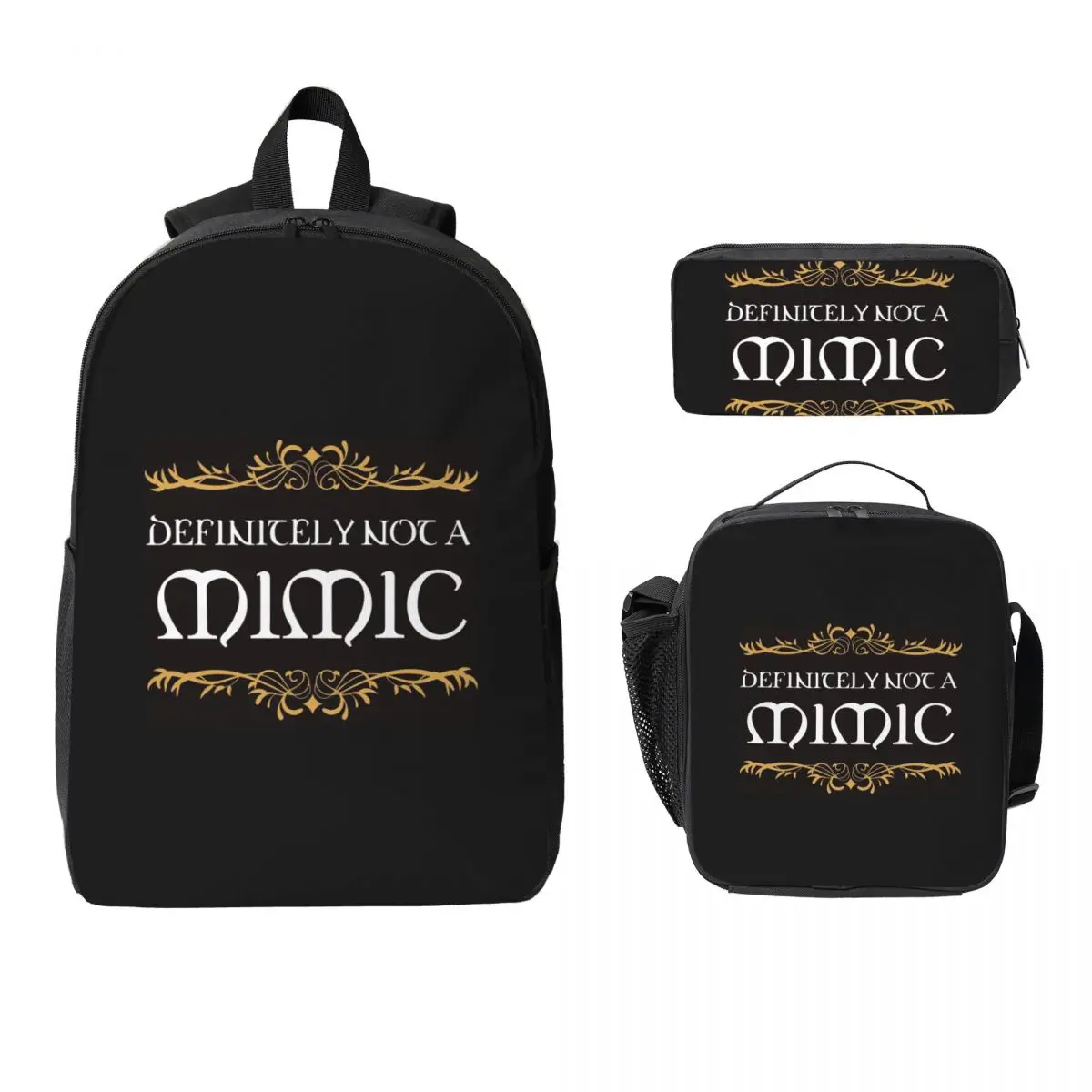 Definitely Not A Mimic Dnd Game Backpack Student Boys Girls BookBag School Bag Shoulder Bags 3ps Insulated Lunch Bag Pencil Case
Definitely Not A Mimic Dnd Game Backpack Student Boys Girls BookBag School Bag Shoulder Bags 3ps Insulated Lunch Bag Pencil Case