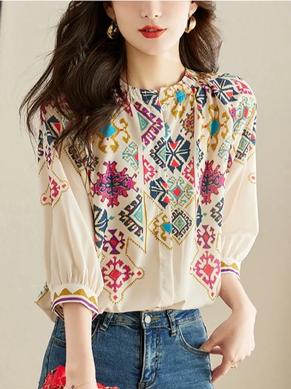 Design Sensation Summer Women's Chiffon Top Sleeveless Print Cover Belly Loose Fit round Neck Lantern Sleeve Fashion Brand
Design Sensation Summer Women's Chiffon Top Sleeveless Print Cover Belly Loose Fit round Neck Lantern Sleeve Fashion Brand