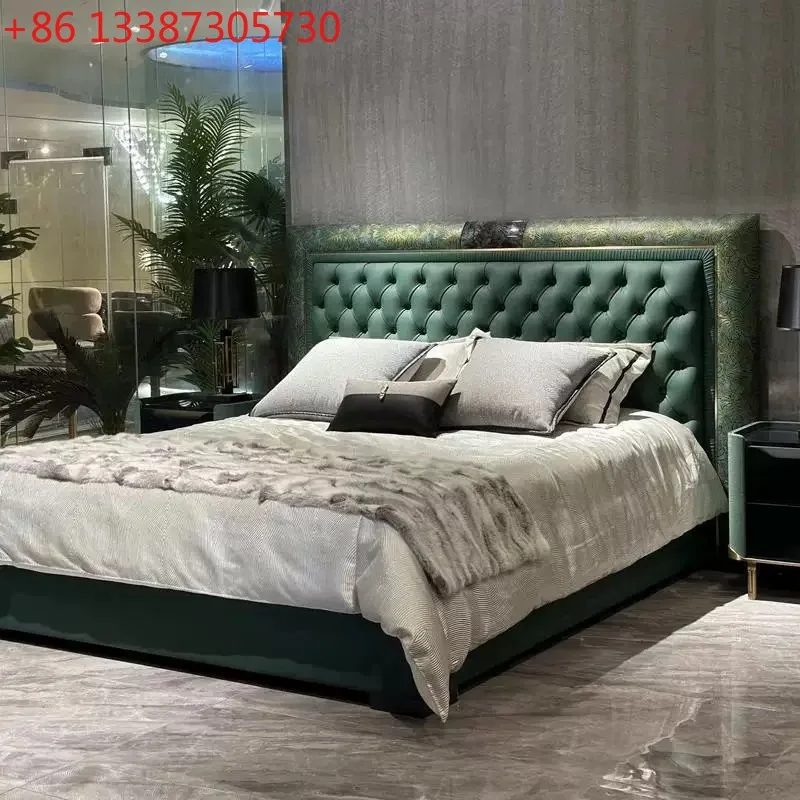 Italian light luxury modern high-end villa high back double master bedroom leather bed
Italian light luxury modern high-end villa high back double master bedroom leather bed