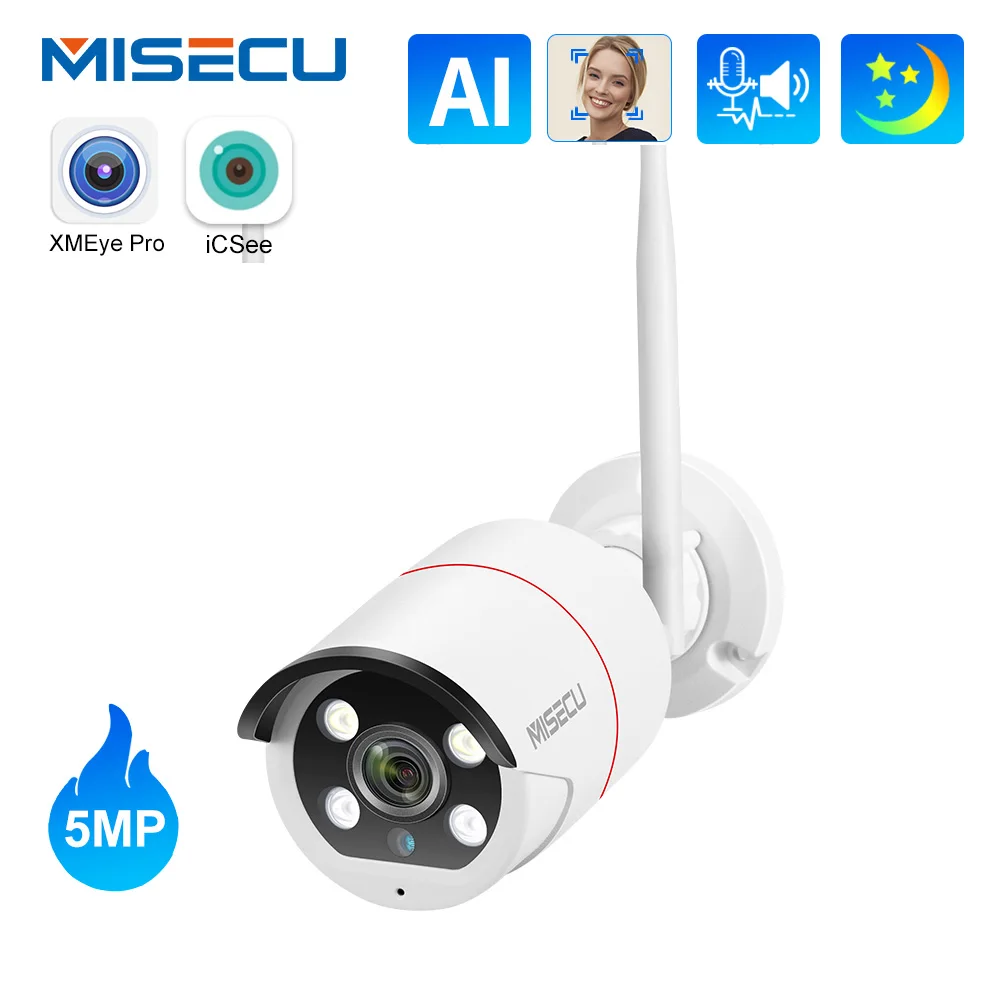 MISECU 5MP Wireless AI IP Camera Human Face Detect Audio Recorder Outdoor Color Night Two-way Audio Surveillance Protection Kits
MISECU 5MP Wireless AI IP Camera Human Face Detect Audio Recorder Outdoor Color Night Two-way Audio Surveillance Protection Kits